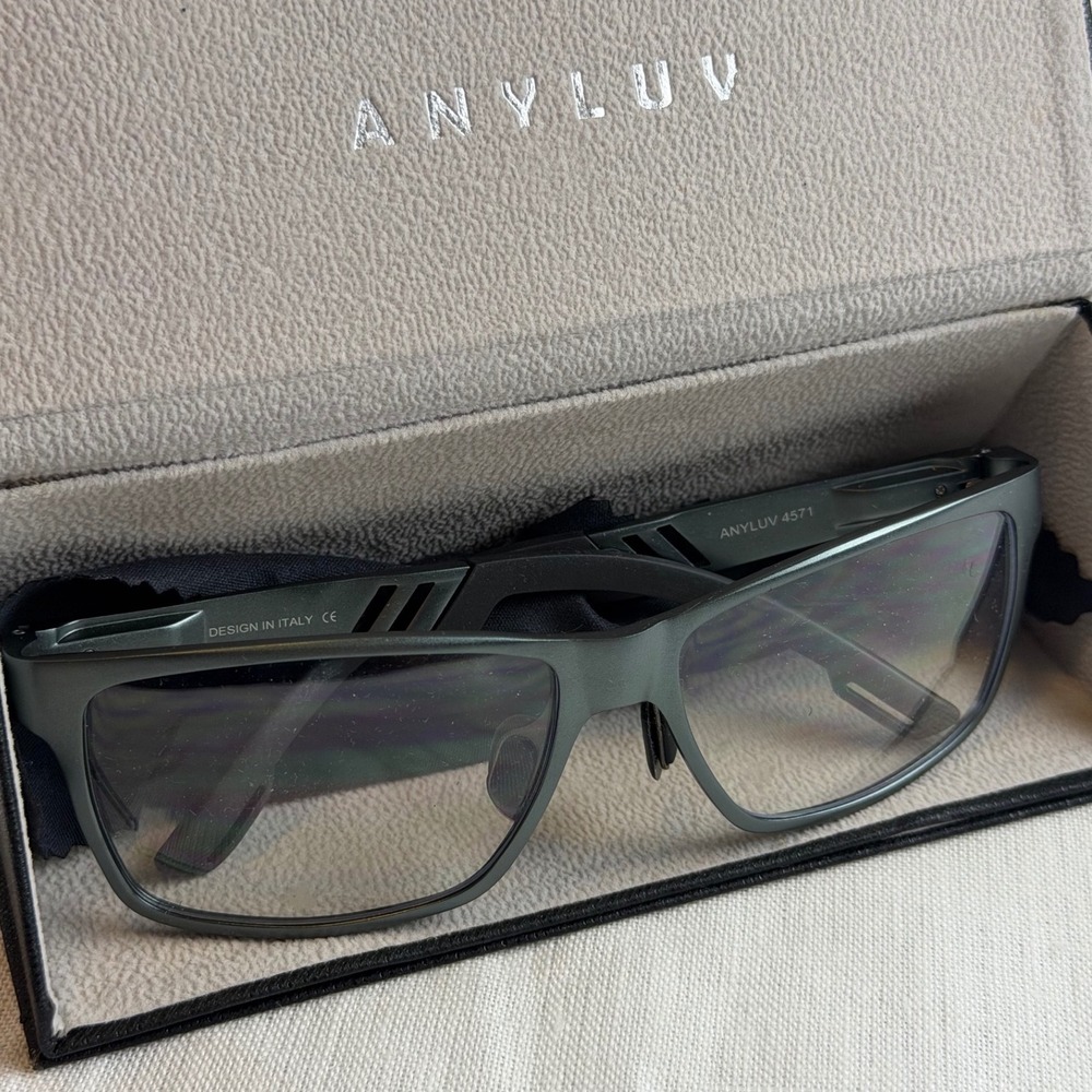 ANYLUV 4571 Men Gunmetal Grey Blue Light Gaming Computer Eyeglasses Glasses Case